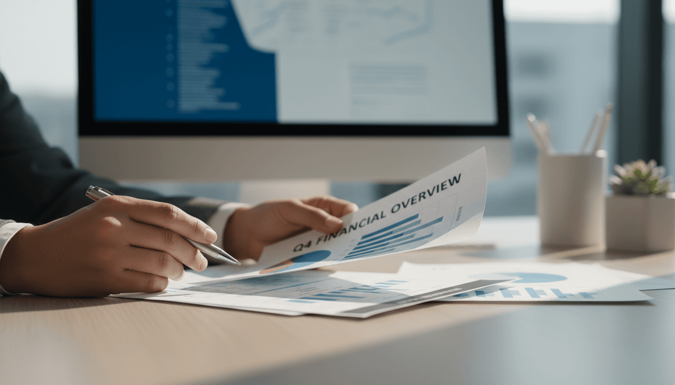 Documents and cash spread on a clean desk with soft warm lighting